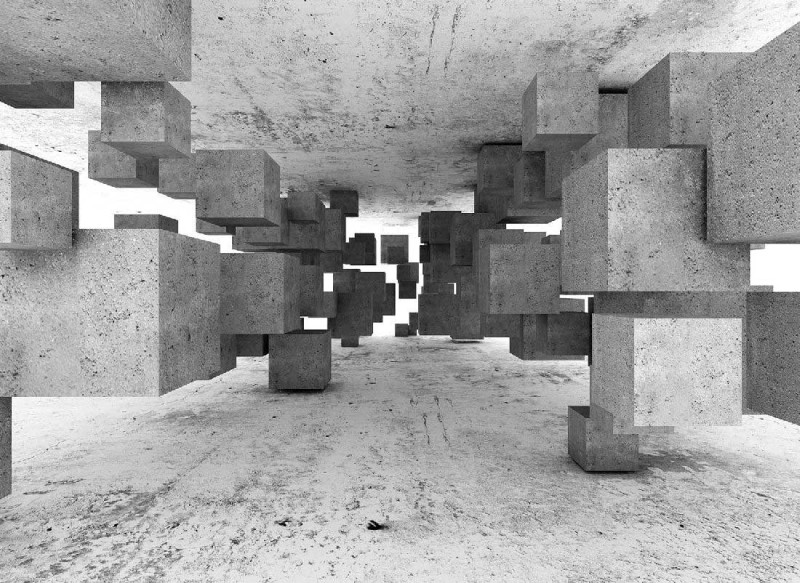 Skaben Fototapete 3D Concrete - Grau / Weiß | 3D Betonoptik, Tapete D2478 main product photo