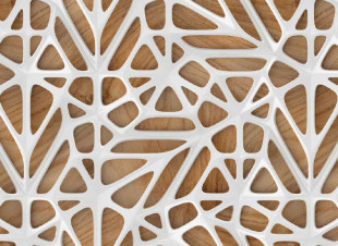 Skaben Fototapete 3D Wood - Weiß / Braun | 3D Holzoptik, Tapete
