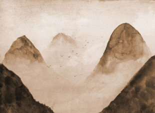 Skaben wallpaper Mountain - Beige / Black | mountains, birds, nature wallpaper