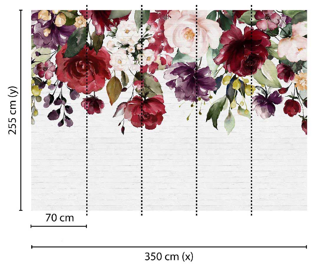 Skaben Fototapete Blumen Rosen Bunt / Weiß Raum2