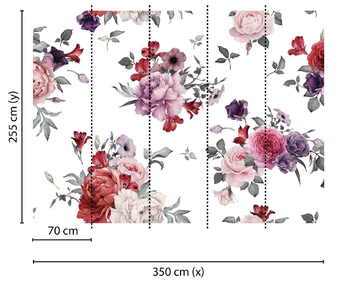 Skaben Fototapete Blumen Rosen Rosa / Weiß Raum2