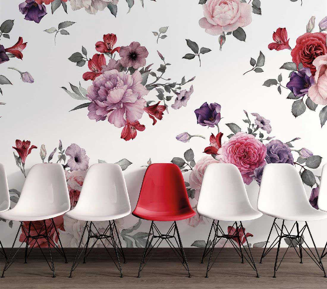 Skaben Fototapete Blumen Rosen Rosa / Weiß Raum3