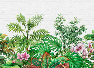 Skaben wallpaper Jungle - Green / White | Jungle wallpaper