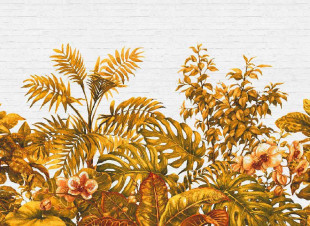 Skaben mural Jungle - Orange / White | Jungle wallpaper