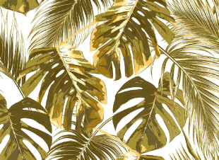 Skaben Fototapete Jungle - Gelb / Weiß | Dschungel, Palmen, Tapete