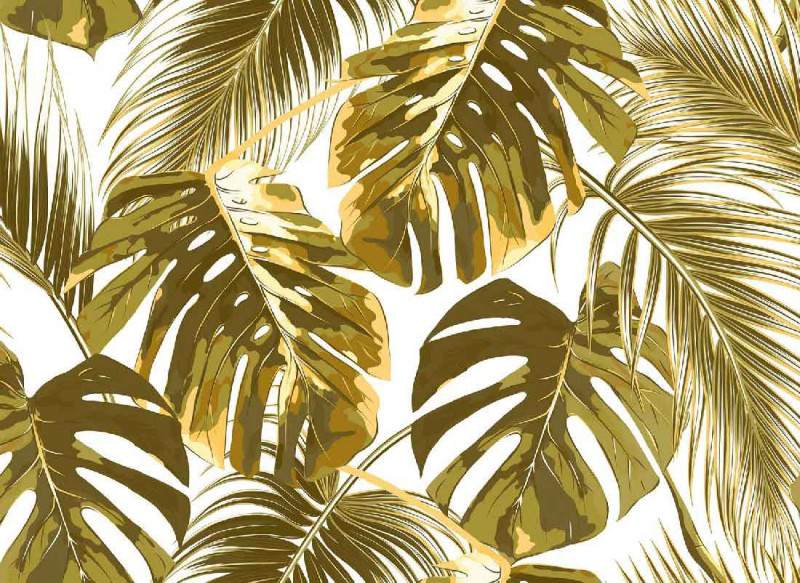 Skaben foto papel pintado Selva - amarillo / blanco | selva, palmeras, papel pintado main product photo