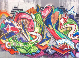 Skaben foto papel pintado graffiti - Colorido / Gris | Papel pintado graffiti