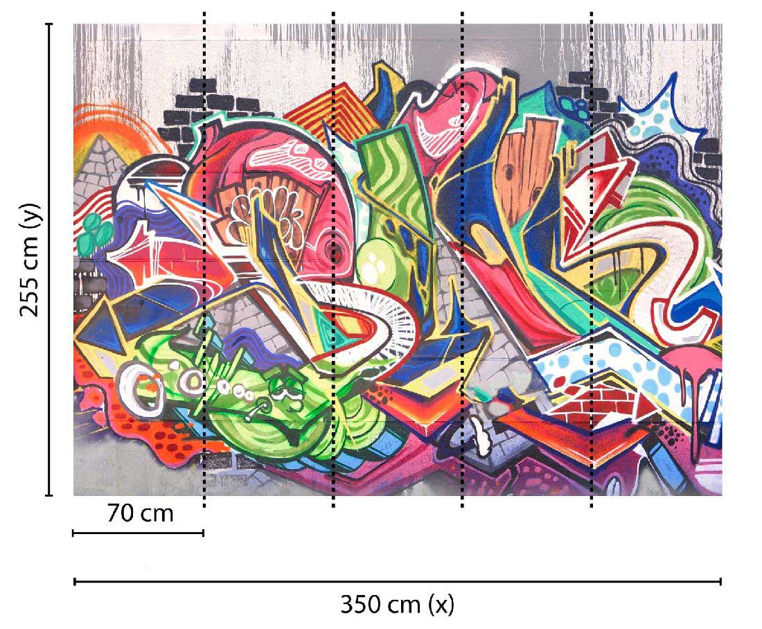 Skaben Fototapete Graffiti Bunt / Grau Raum2