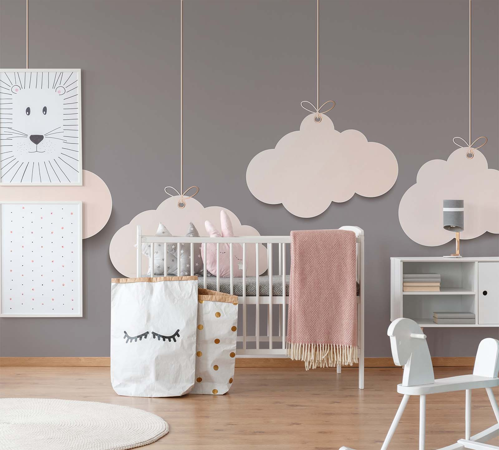 Skaben Fototapete Kinderzimmer Himmel Grau / Weiß Raum3