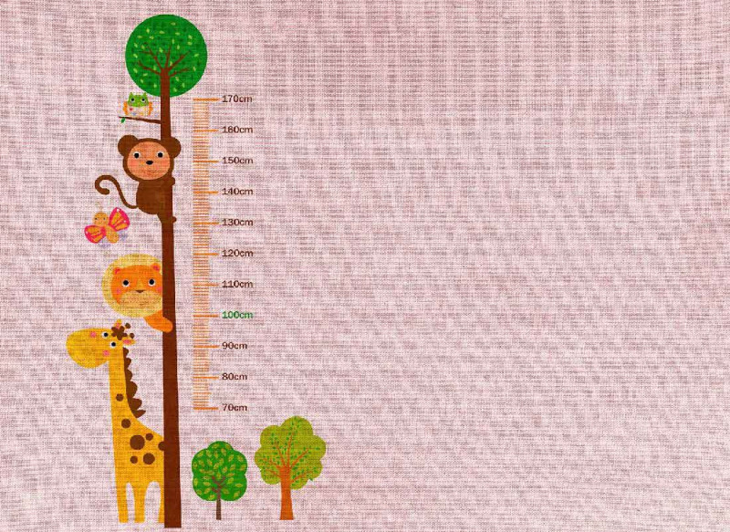 Skaben Wall mural Kids - Pink / Brown | Children's room, Lion, Butterfly, Tree, Animals Wallpaper main product photo