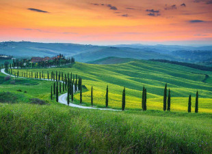 Skaben photo wallpaper Mediterranean - green / orange | Mediterranean, Tuscany, landscape, Italy wallpaper