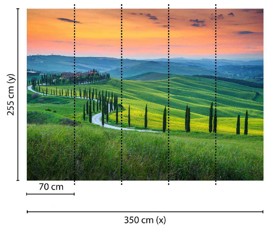 Skaben Fototapete Mediterran Toskana Grün / Orange Raum2
