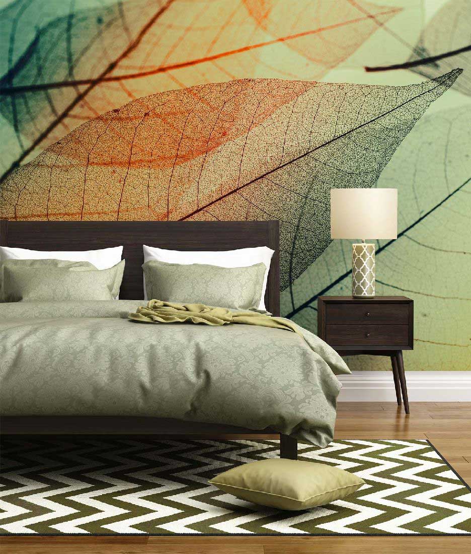 Skaben Fototapete Natur Wald Grün / Orange Raum3