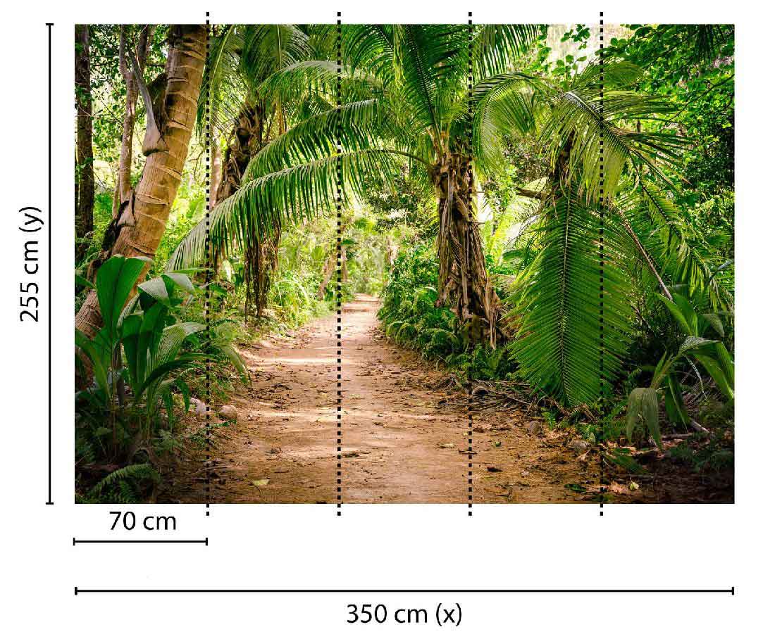 Skaben Fototapete Palmen Regenwald Grün / Braun Raum2