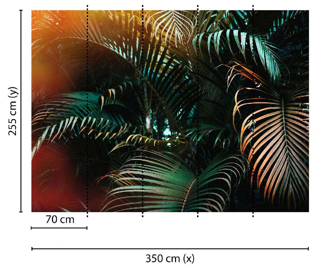 Skaben Fototapete Palmen Regenwald Grün / Gelb Raum2