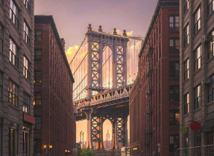 Papier peint Skaben Bridge - marron / gris | ville, pont, papier peint New York