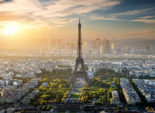 Skaben Fototapete Paris - Grün / Grau | Stadt, Eiffelturm, Paris Tapete