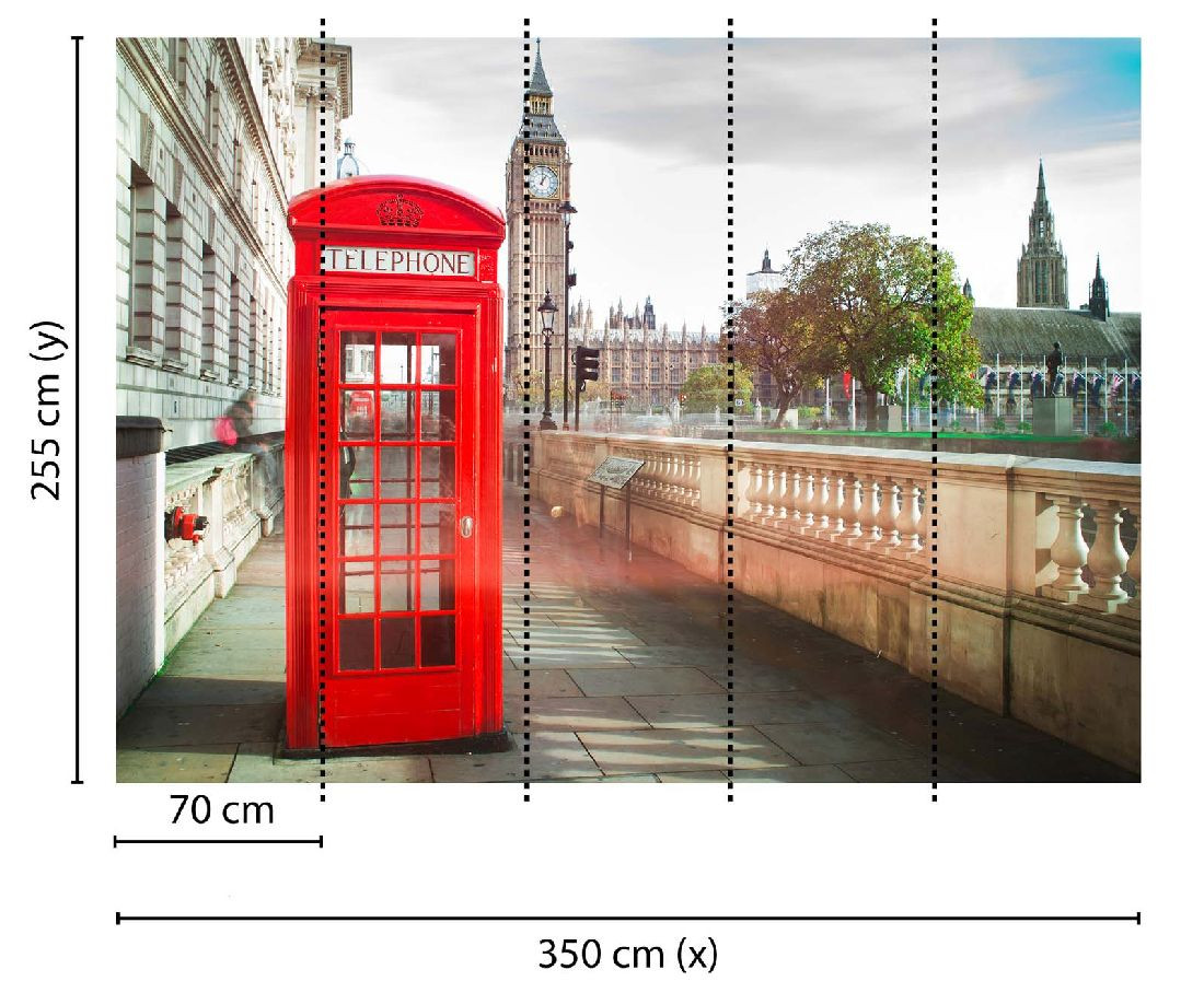 Skaben Fototapete Stadt London Rot / Braun Raum2