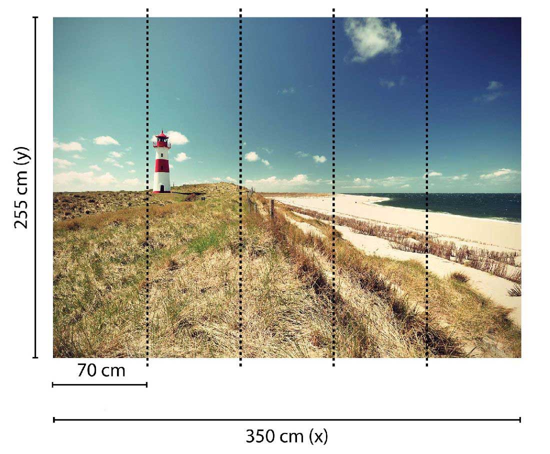 Skaben Fototapete Strand Leuchtturm Grün / Blau Raum2
