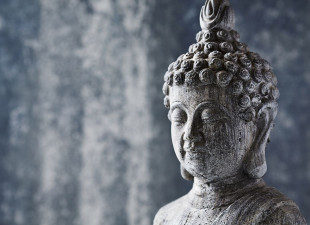 Skaben photo papier peint Bouddha - bleu / gris | Bien-être, papier peint Bouddha