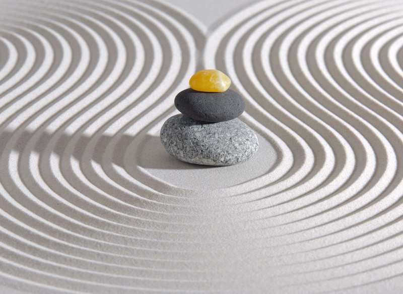 Skaben Wall mural Hot Stone - Yellow / Grey | Wellness, Stone Look, Beach Wallpaper main product photo