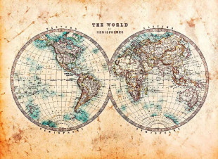 Skaben Papel Pintado Mundo - Marrón / Beige | Papel Pintado Mapa del Mundo