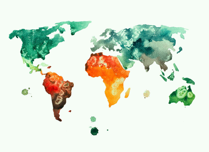 Skaben Papier peint photo World - Multicolore / Blanc | Mappemonde Papier peint D0078 main product photo