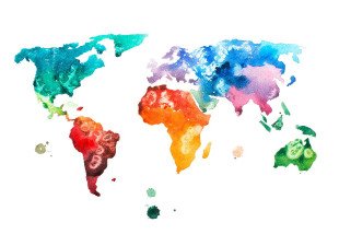 Skaben wallpaper World - colorful / white | world map wallpaper