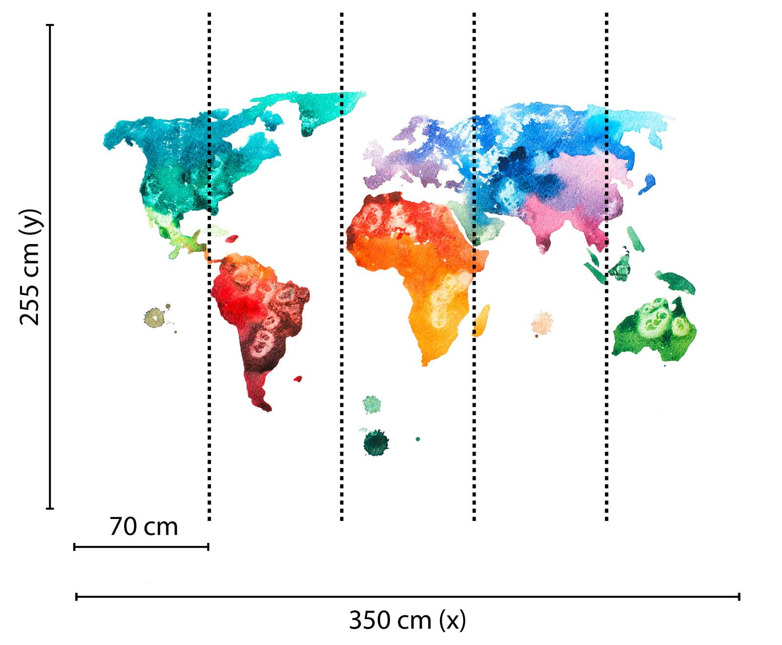 Skaben Fototapete Weltkarte Bunt / Weiß Raum2