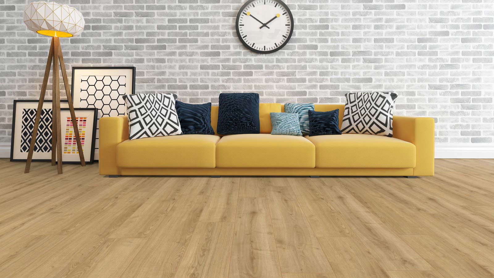 Skaben Laminat Durable Eiche Hellbraun 1-Stab Landhausdiele 4V Raum3