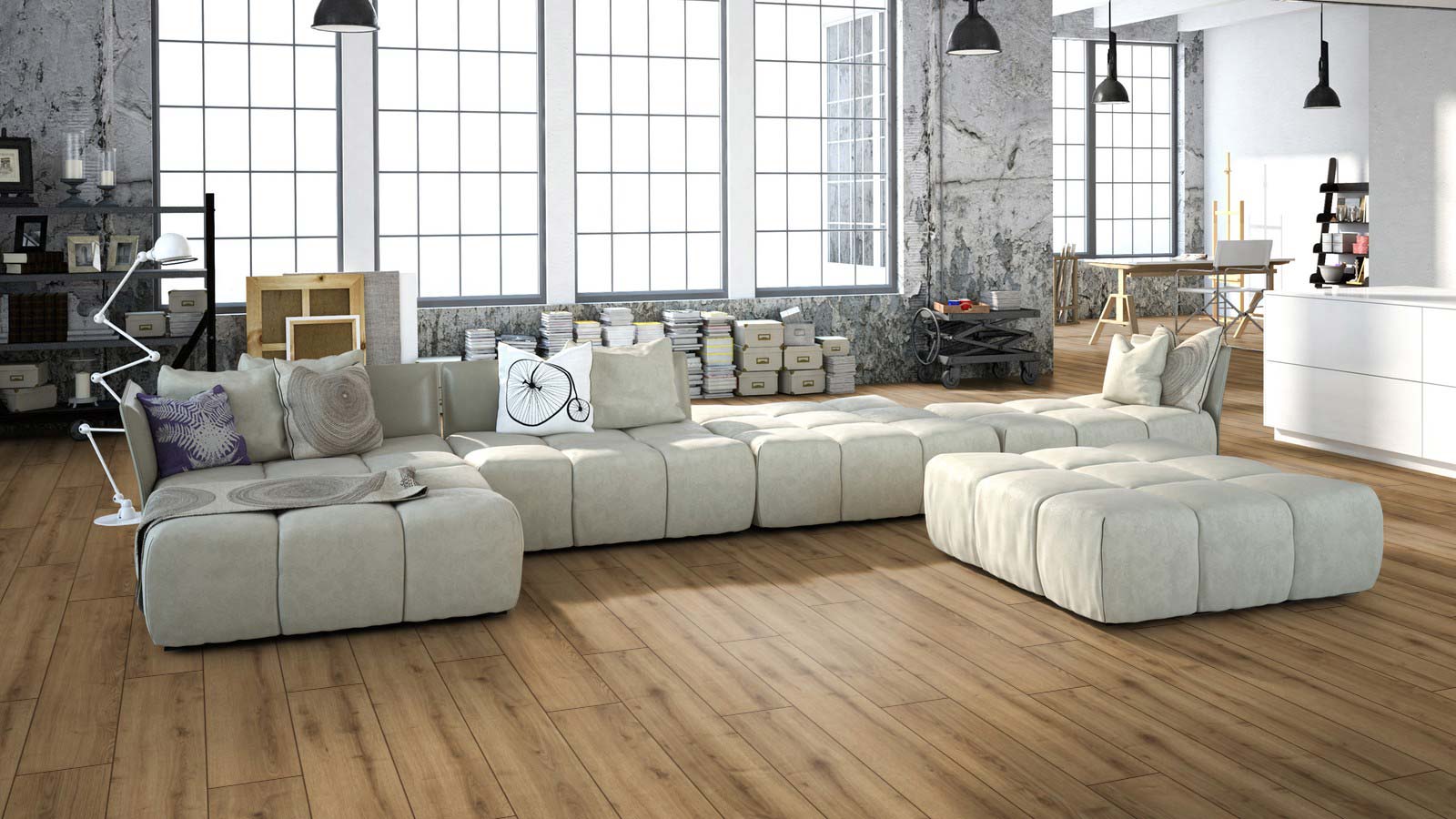 Skaben Laminat Durable Eiche vanille-braun 1-Stab Landhausdiele 4V Raum3