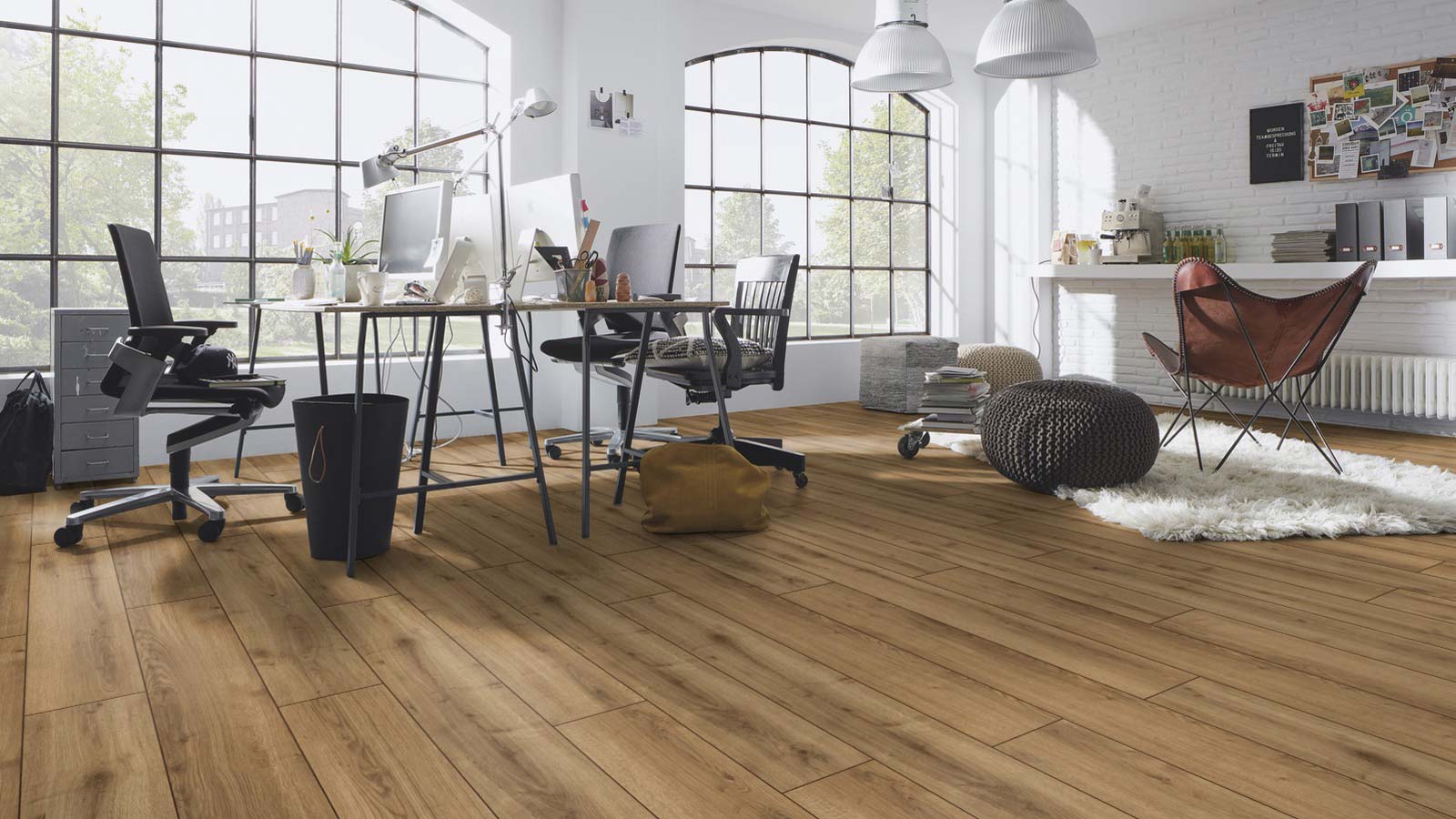 Skaben Laminat Durable Eiche vanille-braun 1-Stab Landhausdiele 4V Raum6