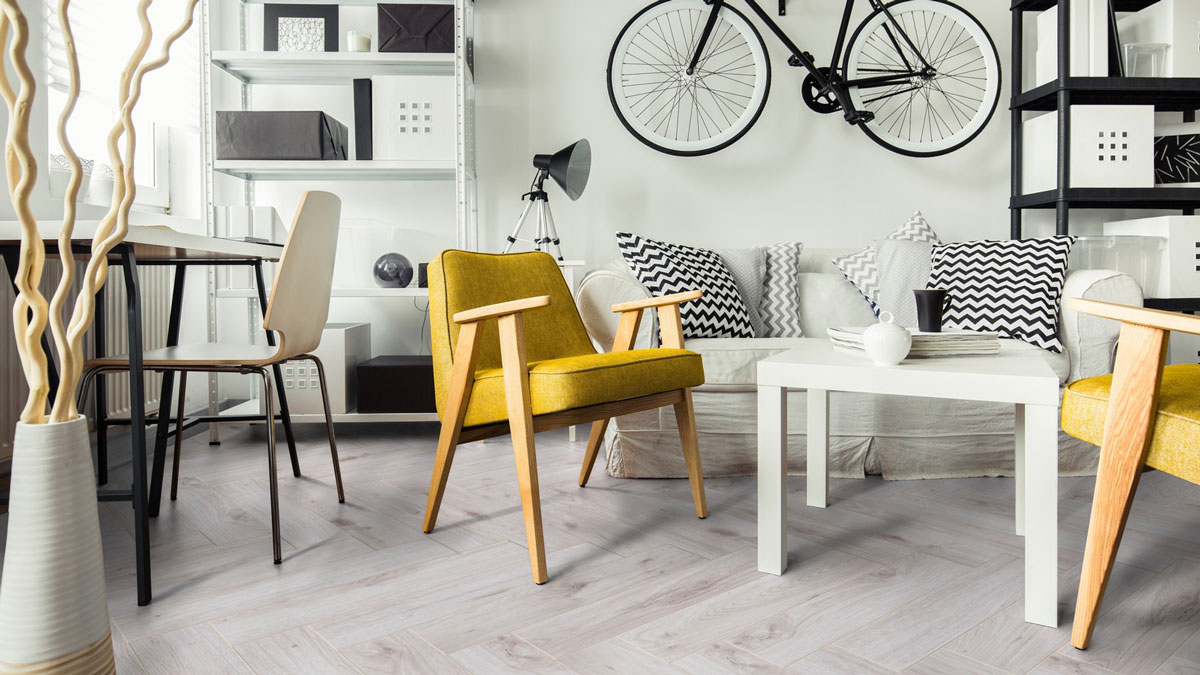 Skaben Laminat Herringbone Eiche Bilbao Fischgrät 4V Raum5