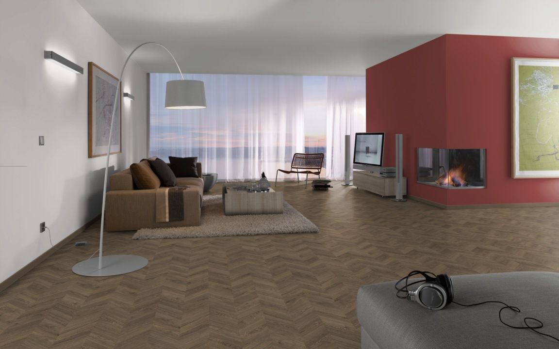 Skaben Laminat Herringbone Eiche Braun Chevron französisches Fischgrät R5