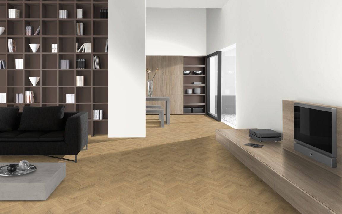 Skaben Laminat Herringbone Eiche Hell Chevron französisches Fischgrät R4