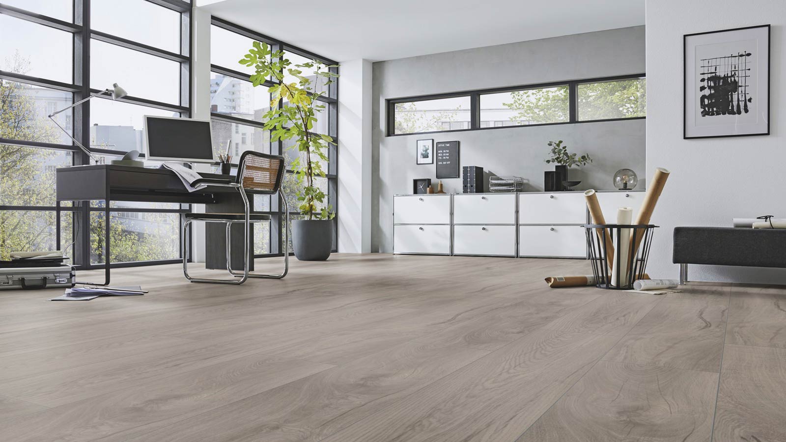 Skaben Laminat Wide Plus Eiche Villa Grau 1-Stab Landhausdiele 4V Raum6