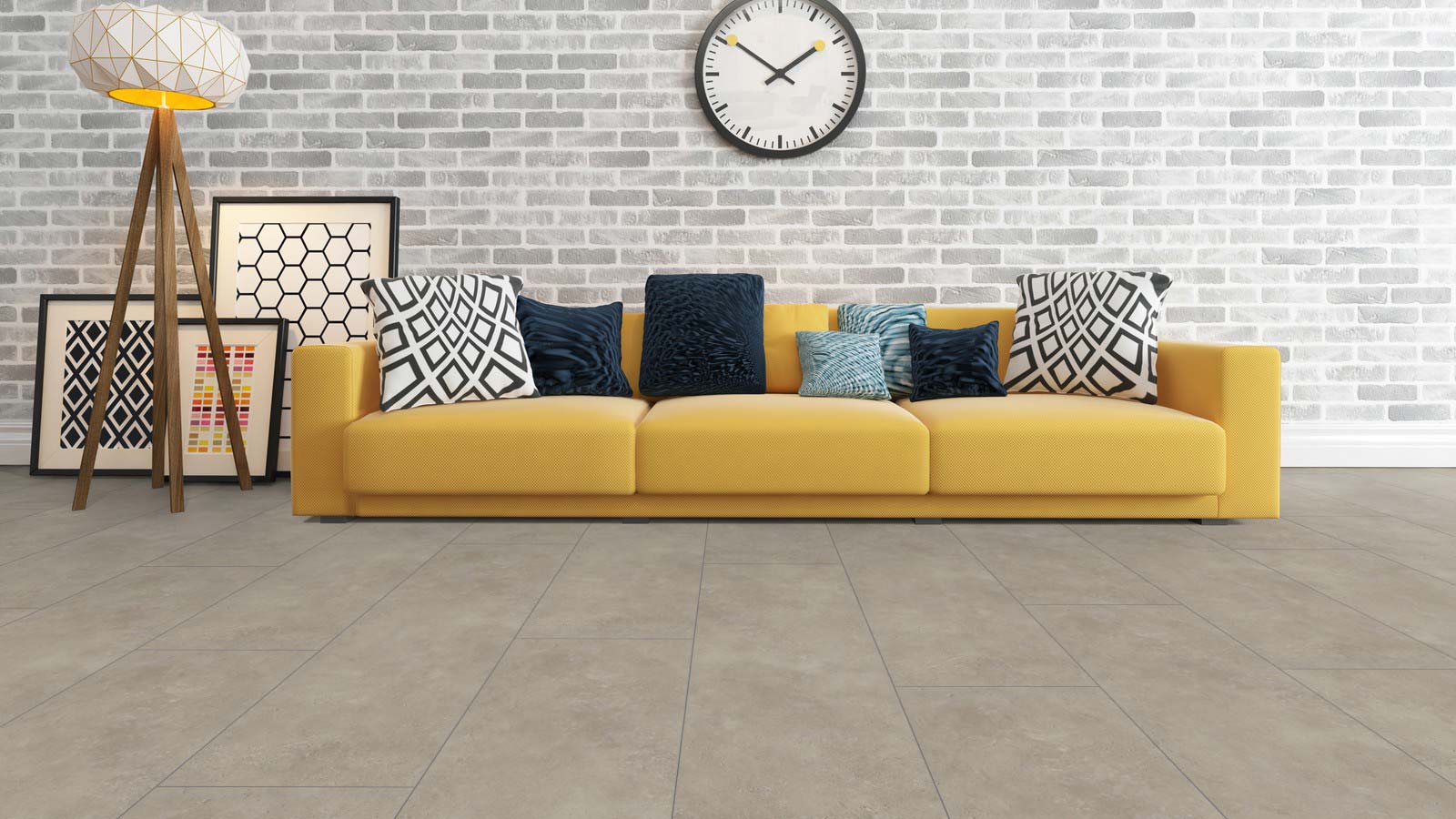 Skaben Laminat XXL Plus Stein Beige Fliesenoptik M4V Raum3