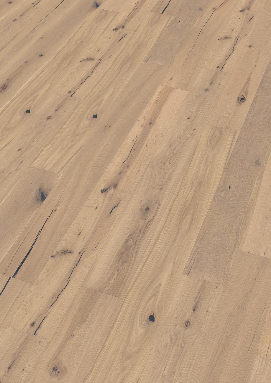 Skaben Parkett Aktionsware Eiche Rustikal weiß astig geölt 1-Stab Landhausdiele 4V R