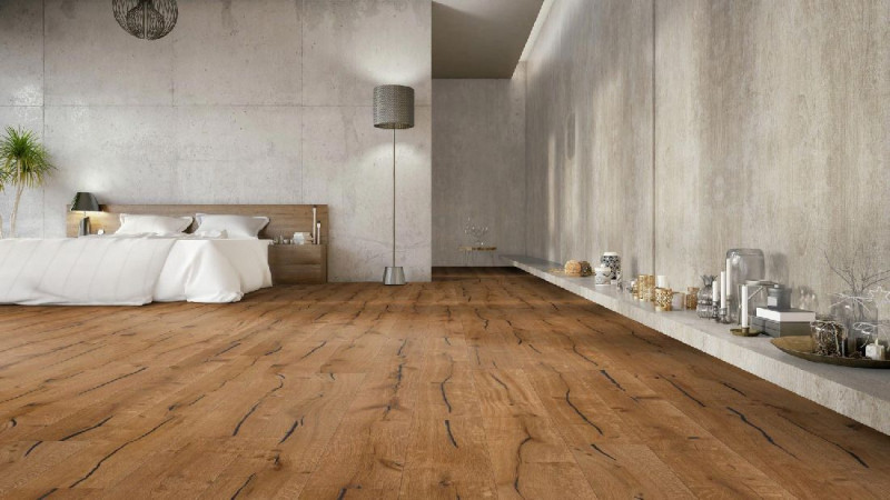 Skaben Parquet Bremen Antique Oak Rustic, antique striking brushed, black longitudinal cracks, oiled 1-strip 4mm 4VM main product photo