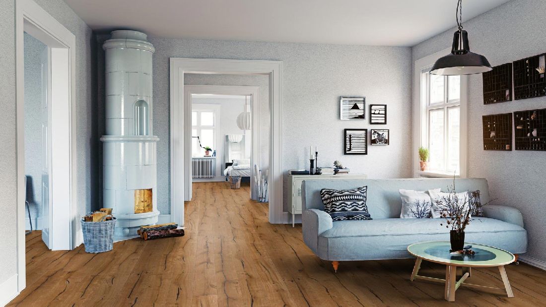 Skaben Parkett Bremen Antique Eiche Rustikal, antik markant gebürstet, schwarze Längsrisse, geölt Landhausdiele 4mm 4VM Raum7