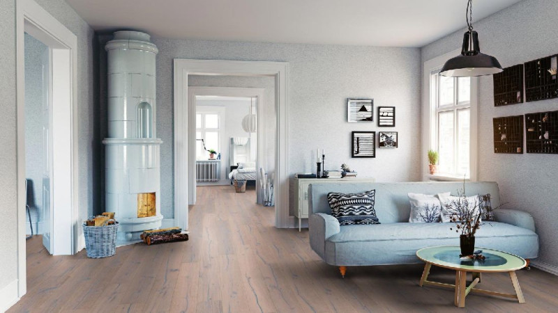 Skaben Parquet Bremen Antique Oak Rustic, antique striking brushed, black longitudinal cracks, white oiled 1-strip 4mm 4VM main product photo