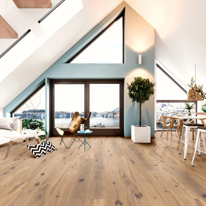Skaben Parquet Bremen Oak Knotty Brushed White Oiled 1-strip 3mm 2V main product photo
