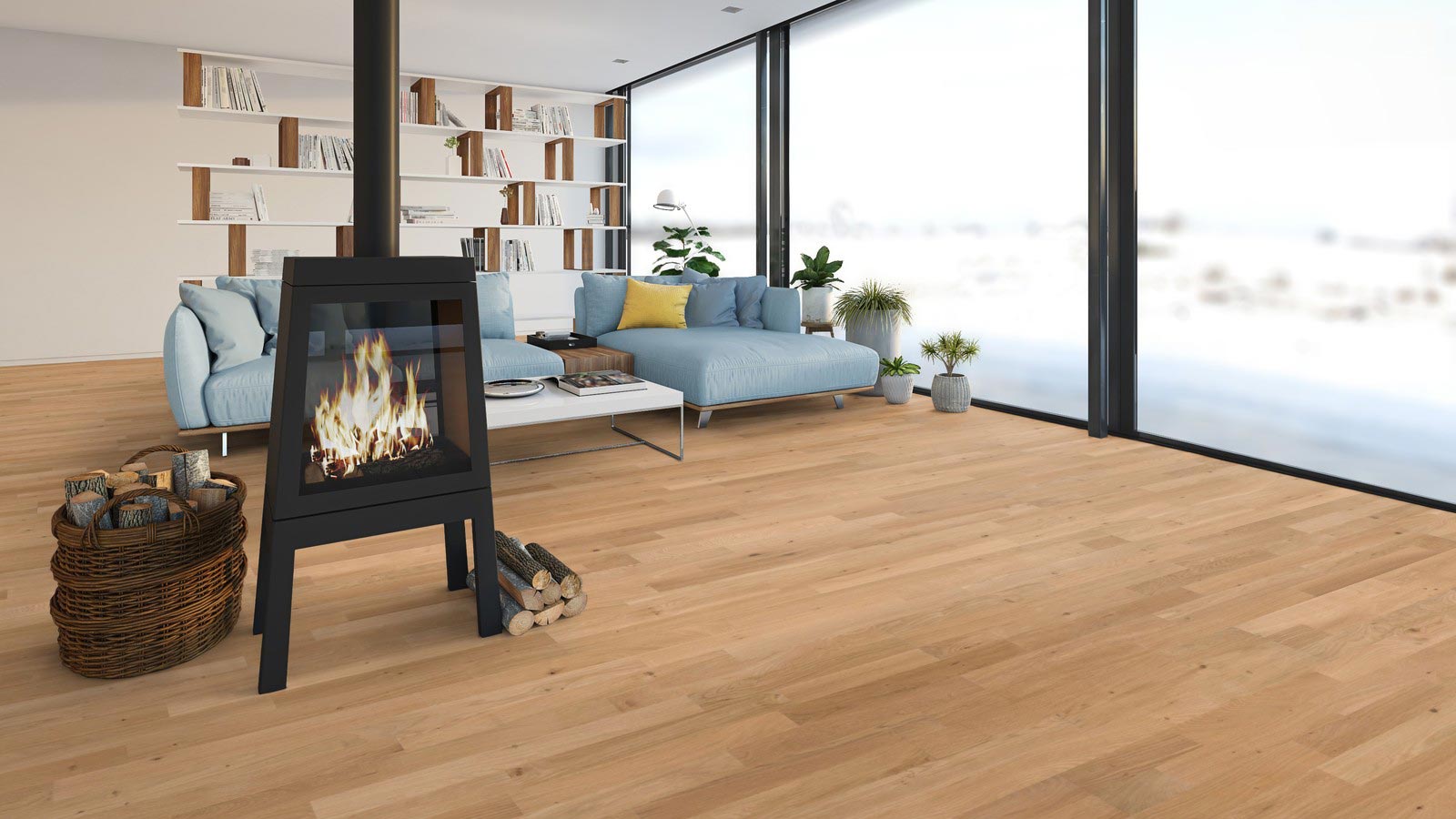 Skaben Parkett Bremen SB Eiche Astig gebürstet gebürstet, geölt Schiffsboden 3mm Raum8