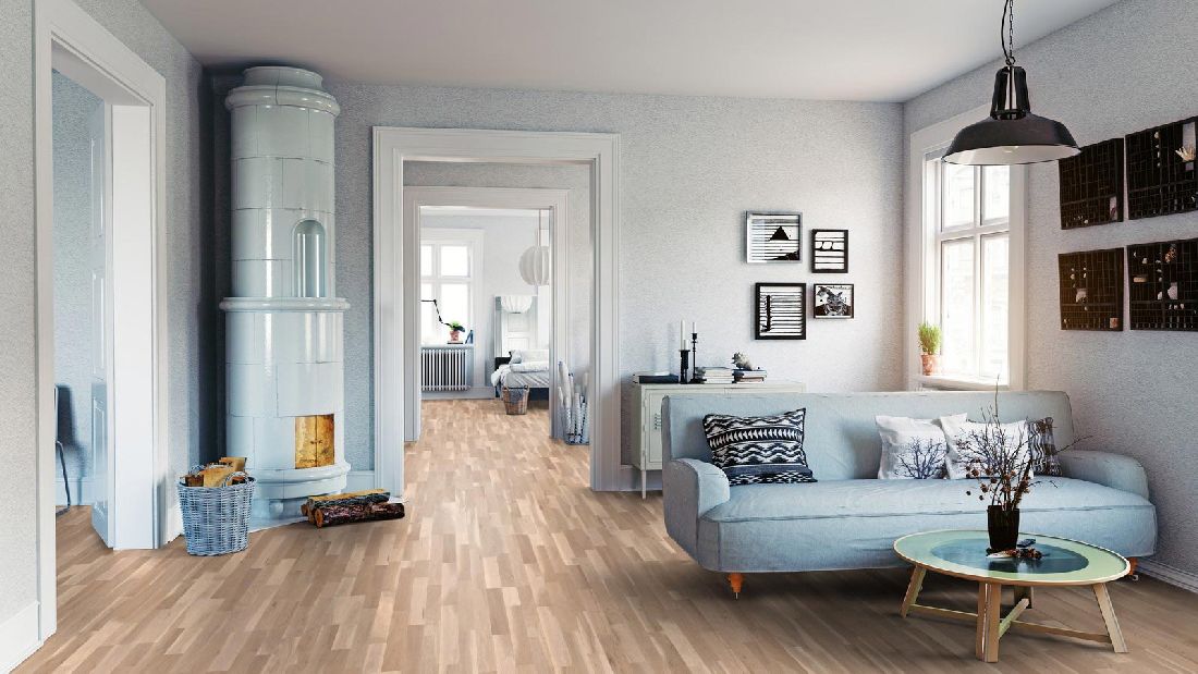 Skaben Parkett Bremen SB Eiche Country weiß, matt versiegelt Schiffsboden 3mm Raum7