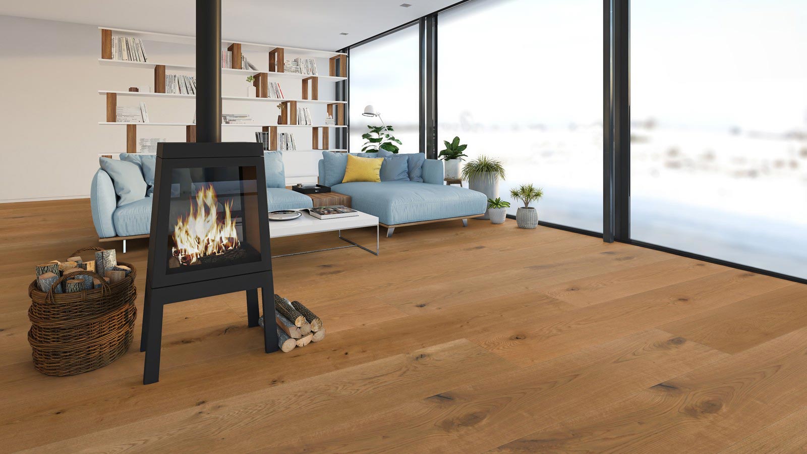 Skaben Parkett Bremen XXL Eiche Astig gebürstet geölt Breitdiele XXL 4mm 4VM Raum8