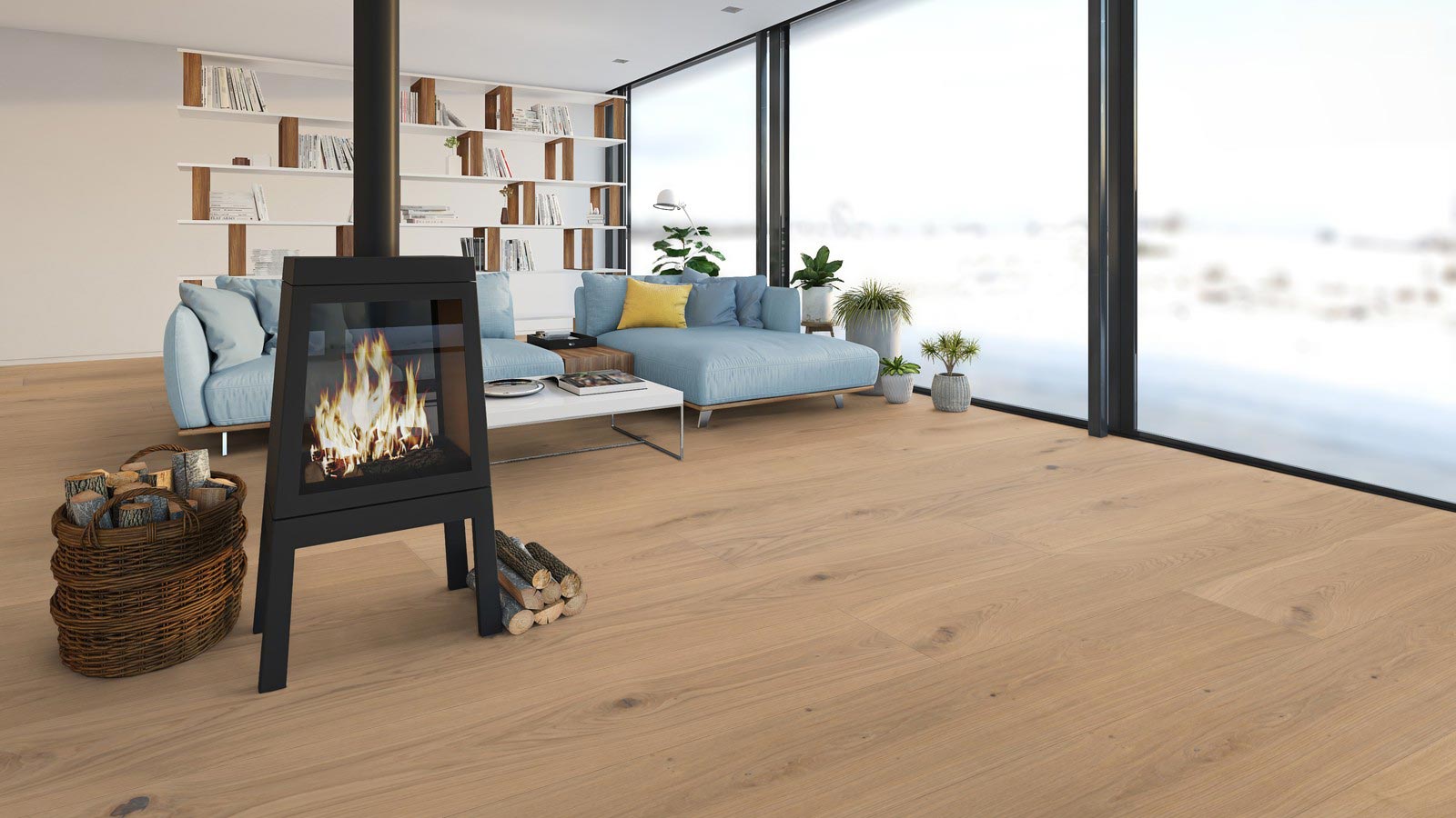 Skaben Parkett Bremen XXL Eiche Astig gebürstet weiß geölt Breitdiele XXL 4mm 4VM Raum8