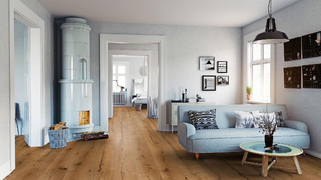 Skaben Parkett Bremen XXL Eiche Rustikal tief gebürstet, Längsrisse geölt Breitdiele XXL 4mm 4VM Raum7