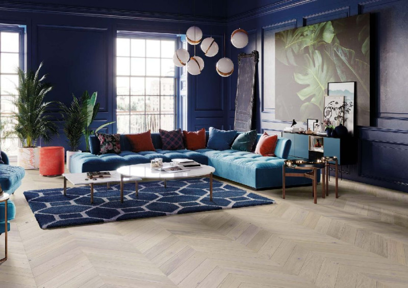 Skaben Parquet Chevron Oak Ambience White Matt Lacquer Brushed French Herringbone M4V main product photo