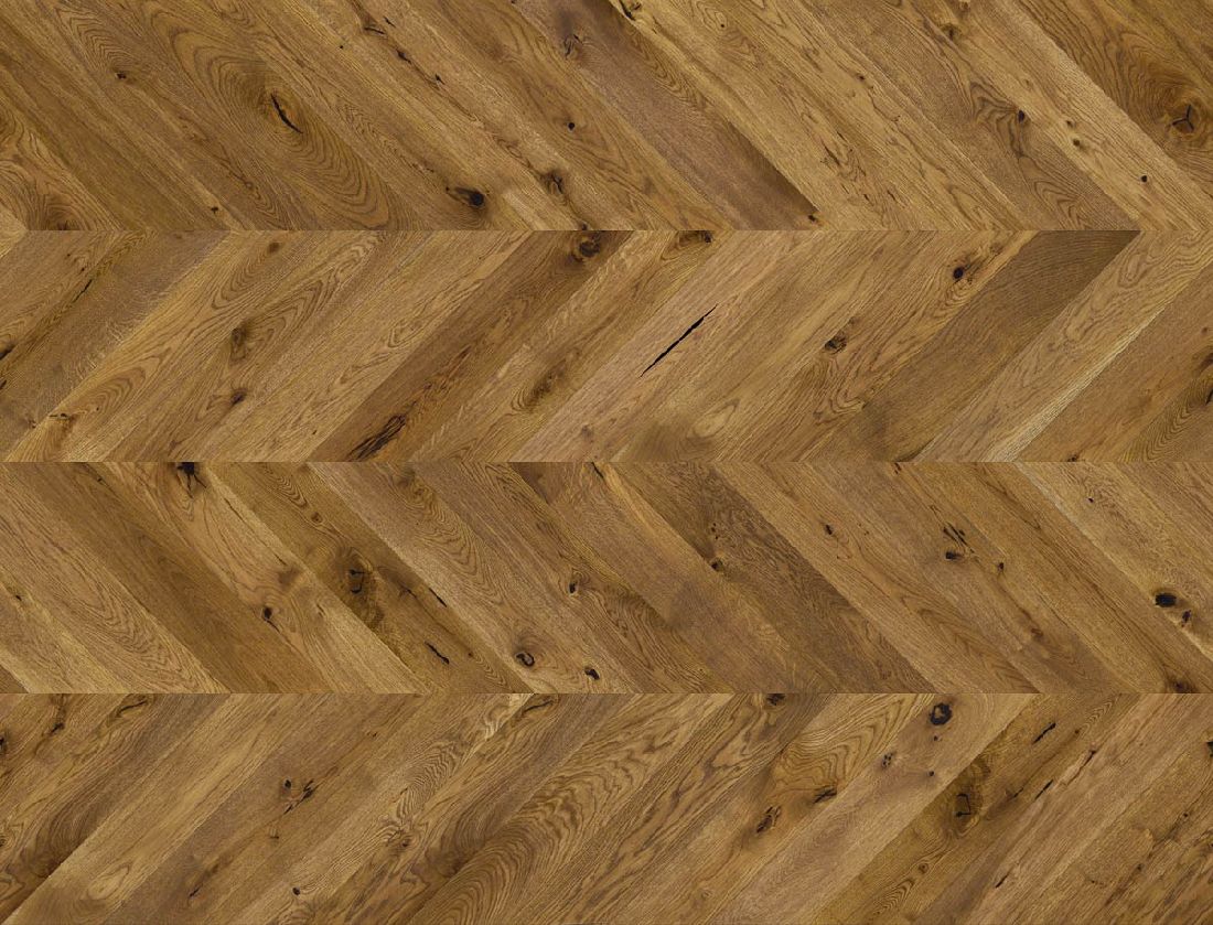Skaben Parkett Chevron Eiche Rustic Braun Mattlack gebürstet Landhausdiele französisches Fischgrät M4V Raum1