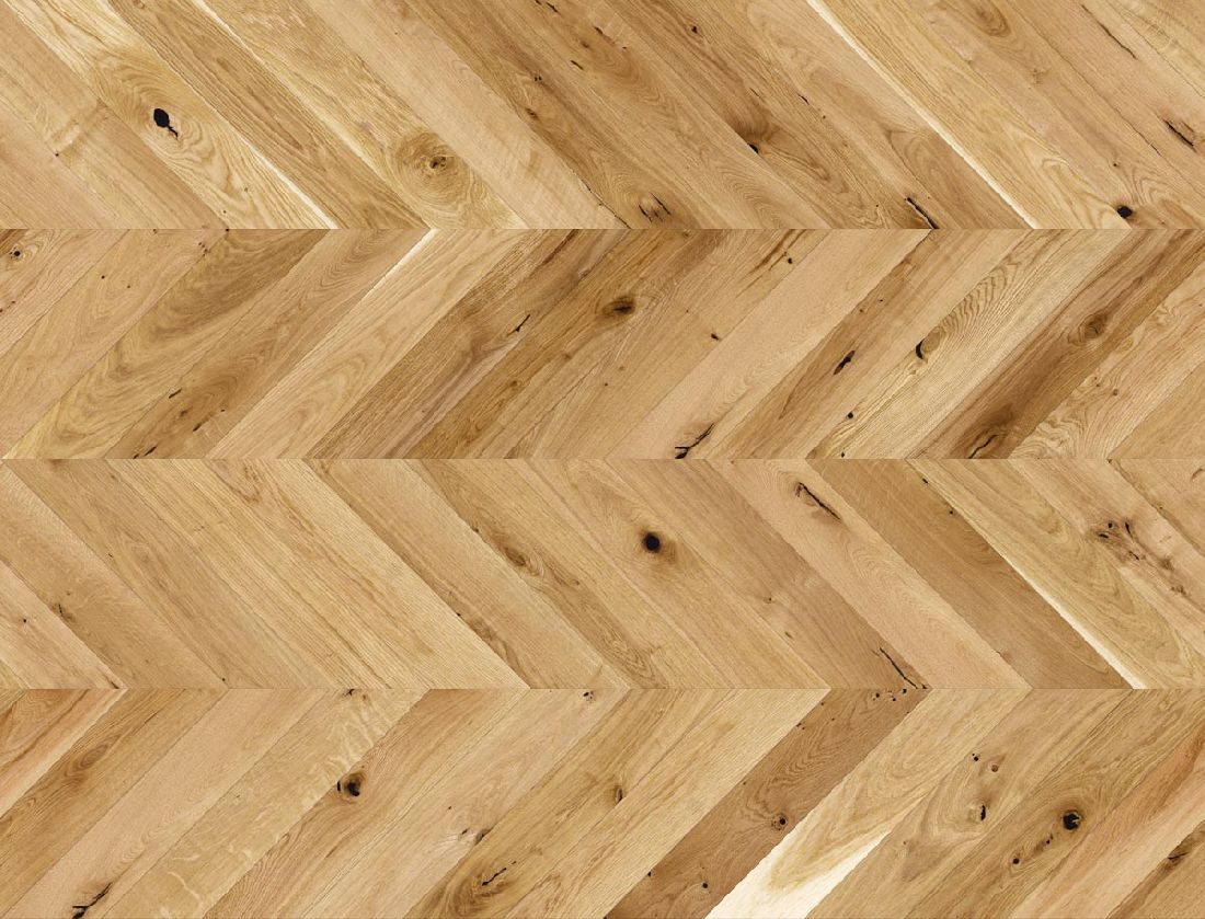 Skaben Parkett Chevron Eiche Rustic Braun Mix Mattlack gebürstet Landhausdiele französisches Fischgrät M4V Raum1